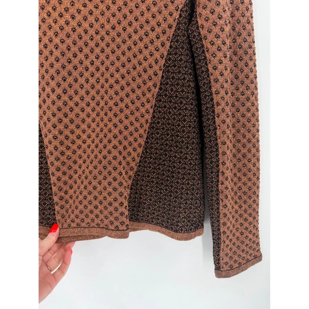Rag & Bone Amanda Sweater‎ Womens Large Copper Metallic Knit Geometric Designer